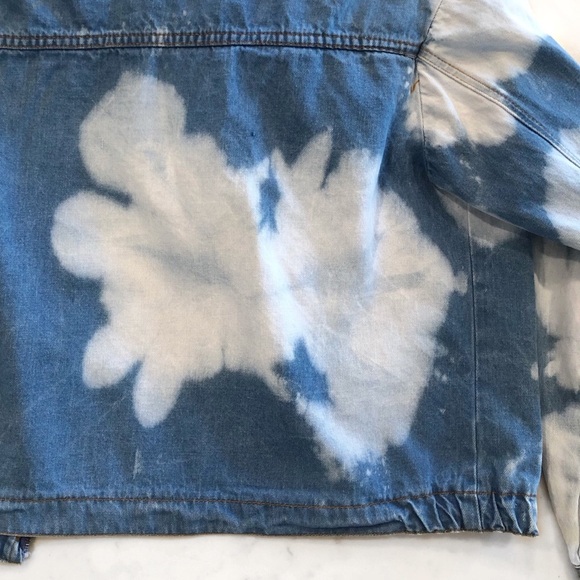 Vintage Custom Dye Denim Hooded Jacket Blue White Medium - Picture 7 of 8